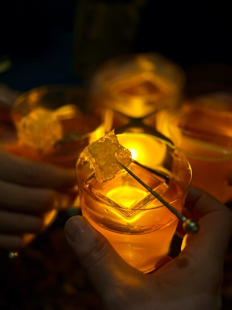 Retreat toast drinks in warm evening light